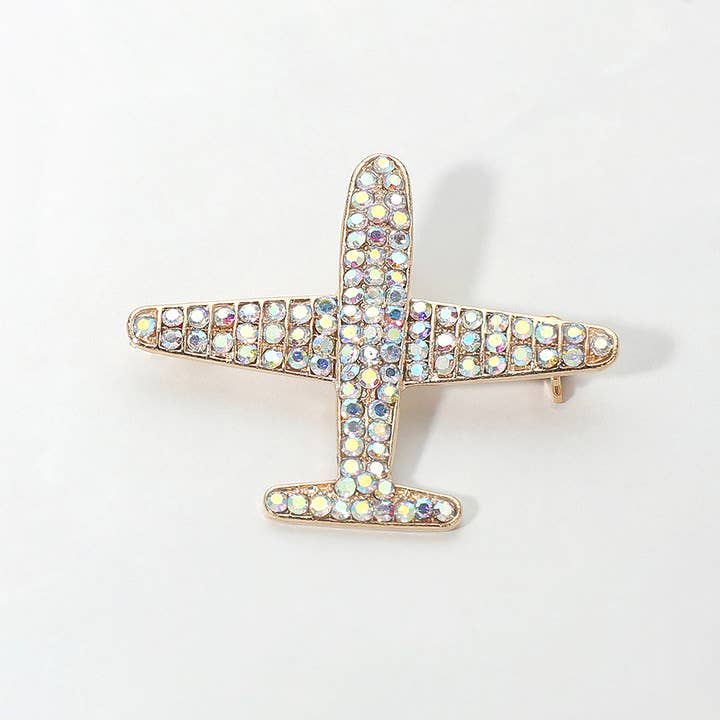 Sensibling Corp. - Wholesale Brooch - Rhinestone Embellished Airplane Pin Brooch