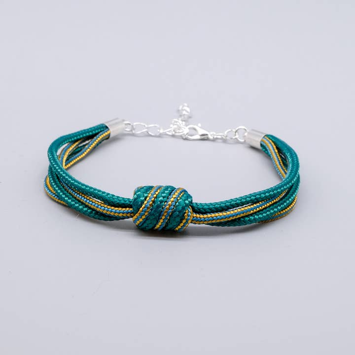 La Fabrique du Noeud – Engroshandel Flettet armbånd – Paracord-armbånd med grøn og gul spiralknude1