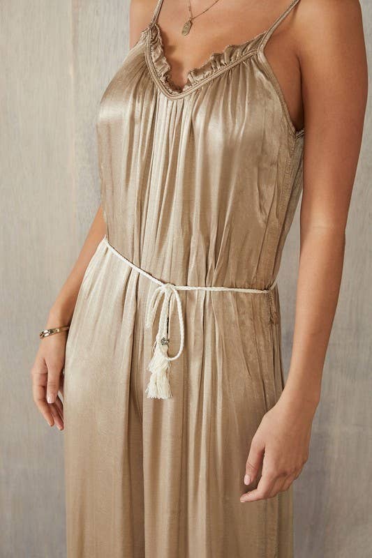 VENTI6 – Engroshandel Jumpsuit - Dame – LILLE FLÆSE BRED BEN BLØD SATIN BUKSEDRAGT (50814)1