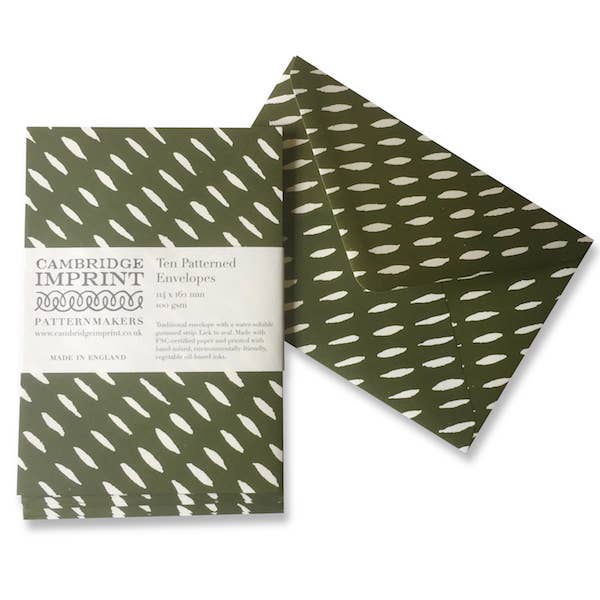 Cambridge Imprint - Wholesale Envelopes - Packet of Ten Patterned Envelopes Seed Olive2