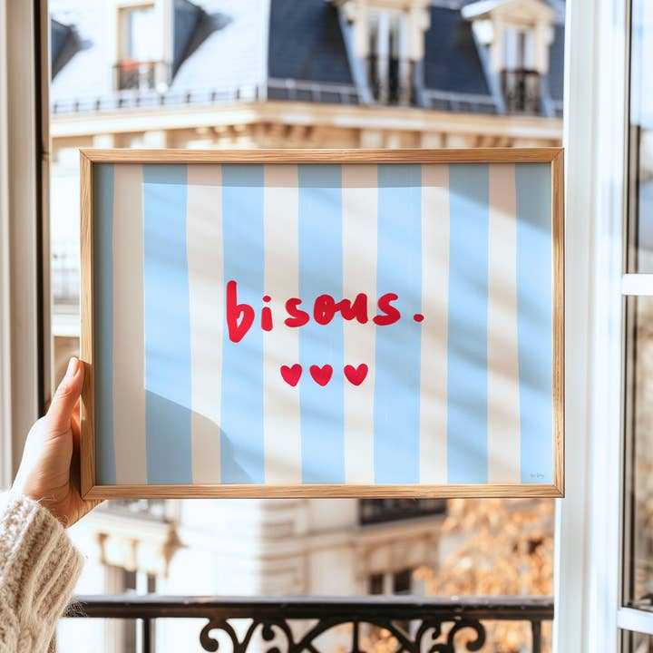 Art Prints by Rio Soléy - Wholesale Art Print - "Bisous" Art Print – Colourful French Poster1