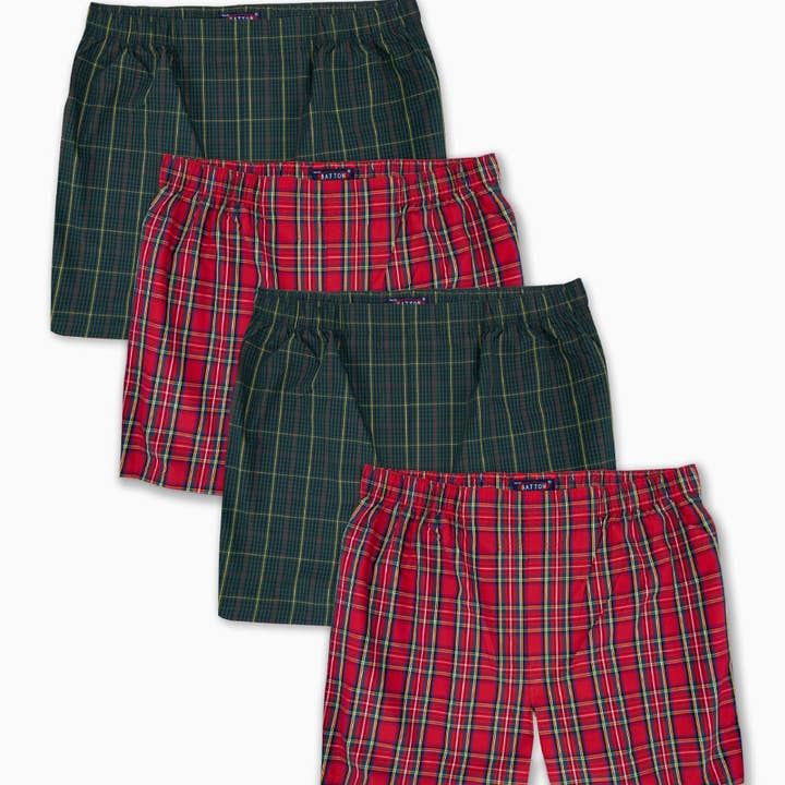 Batton - Wholesale Underwear - Men's - 4-Pack Men’s Assorted 100% Cotton Boxer Shorts (Style BB105)0