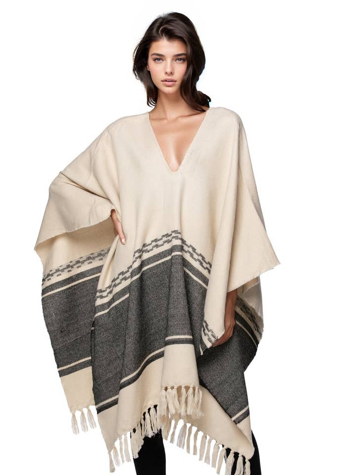 Subtle Luxury - Wholesale Poncho - Women's - Rolling Stone Woven Blanket Poncho1