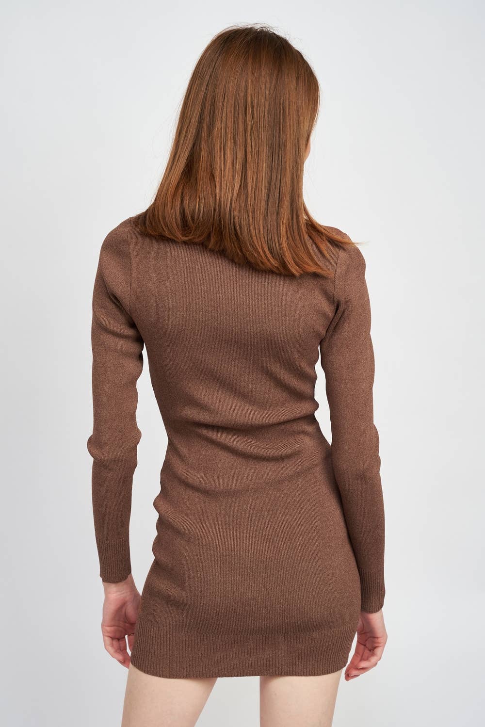 BROWN SQUARE NECK MINI DRESS WITH HOOK AND EYE CLOSURE for wholesale on Faire4