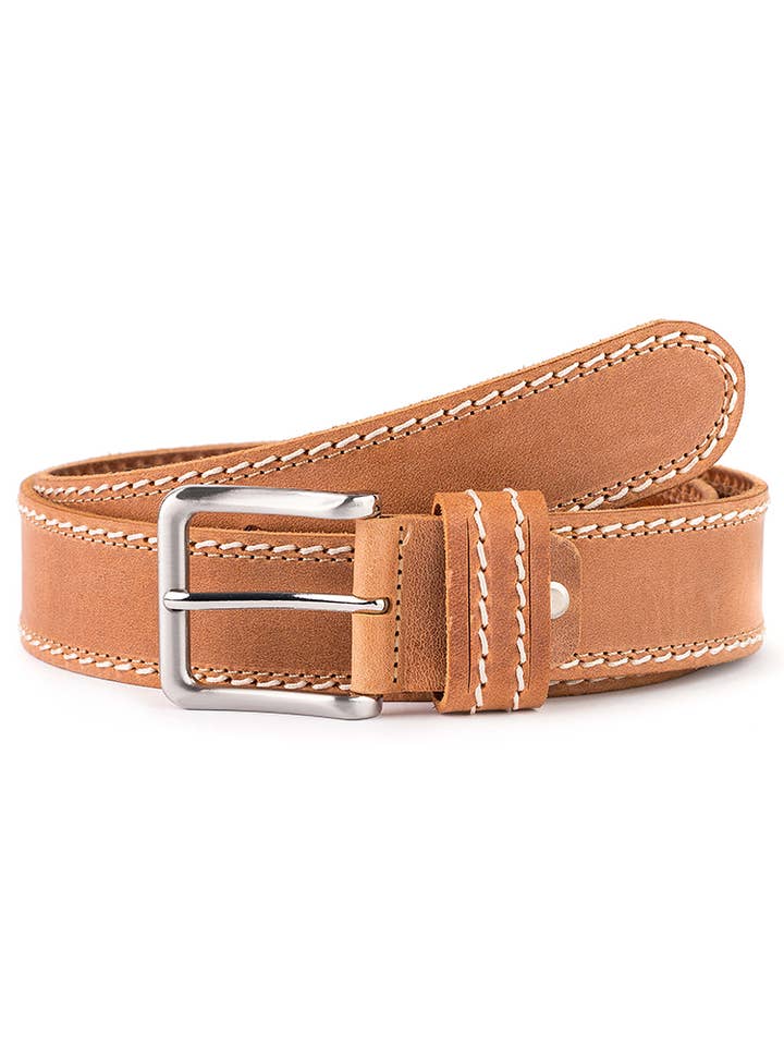 Læderbælte med dobbelt syning. for engroshandel hos VALTICO