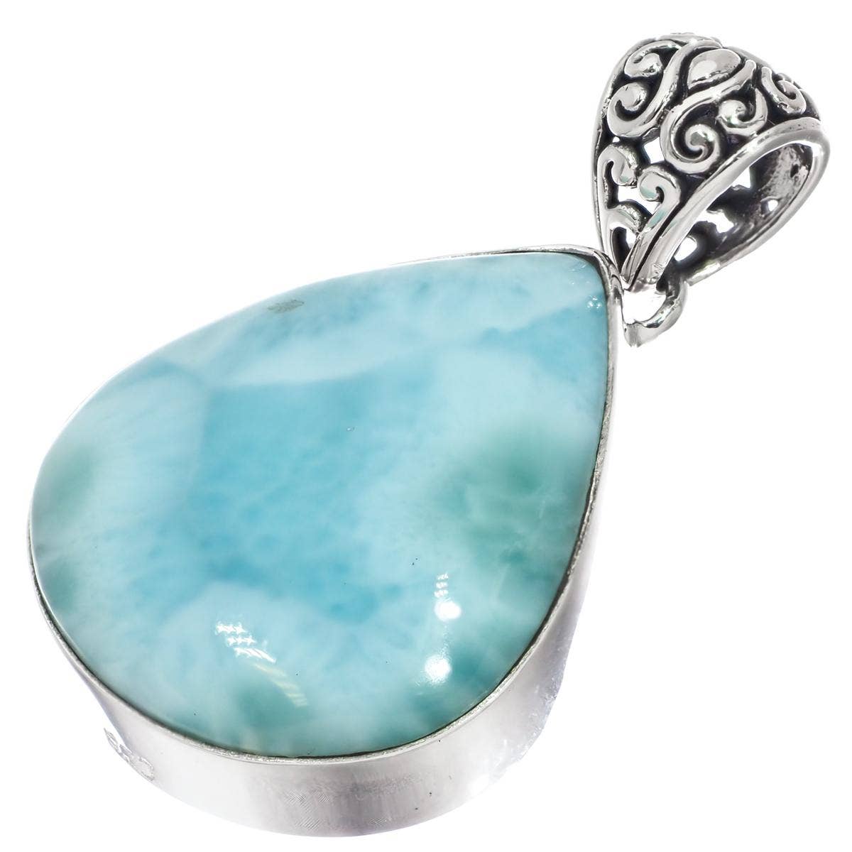 FifiRose - Wholesale Pendant/Charm Necklace - 925 sterling silver aaa thick blue larimar handmade sterling pendant, 1 1/21