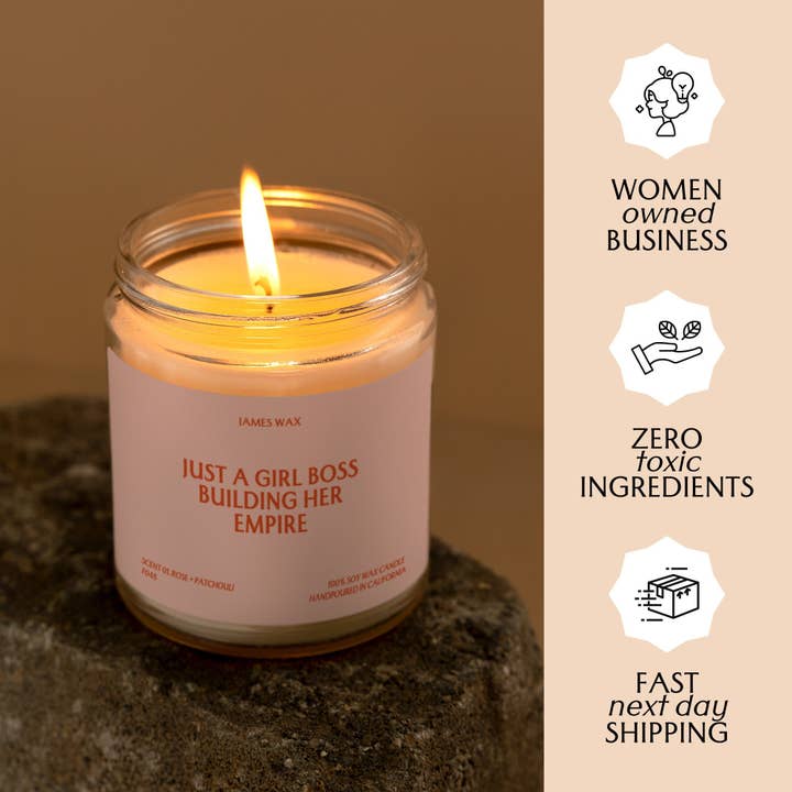James Wax - Wholesale Jar/Filled Candle - Girl Boss Gift Just A Girl Boss Building Her Empire Candle Cheer Up Gift Entrepreneurial F048