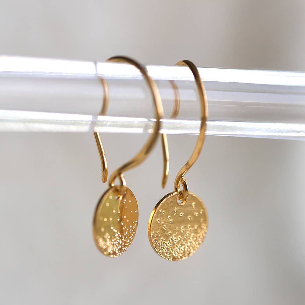 Christina Kober Designs - Wholesale Dangle Earrings - COIN EARRINGS diamond dusted | drop circle dangle earrings3