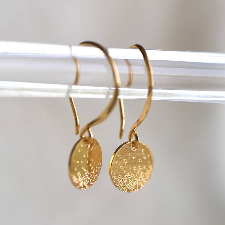Christina Kober Designs - Wholesale Dangle Earrings - COIN EARRINGS diamond dusted | drop circle dangle earrings3