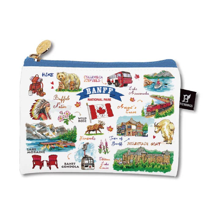 Northern Icons Canada - Wholesale Pouch - Women's - Banff Illustrated Small Zipper Pouch – Travel Cosmetic & Accessory Bag5