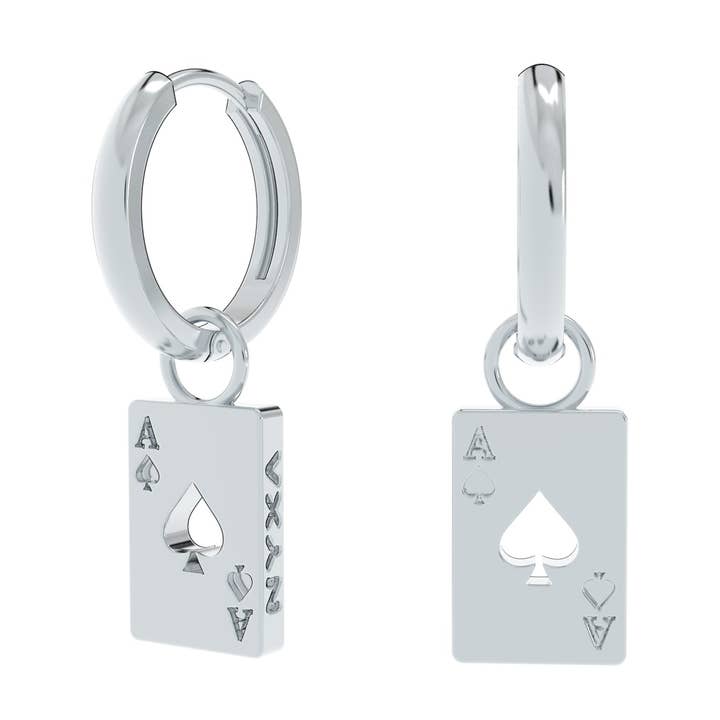 Boucles d'oreilles en argent sterling Ace Card pour la vente par NYXA