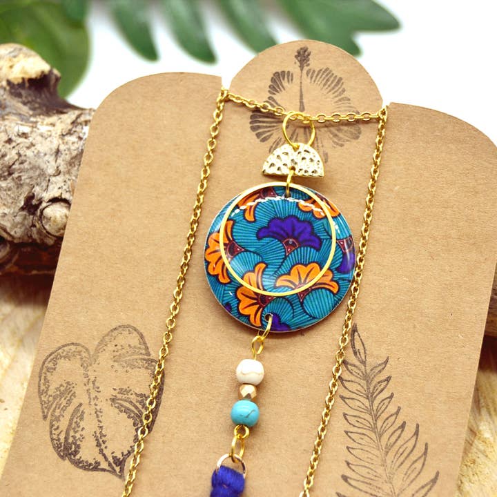 SUNKRIS - Wholesale Pendant/Charm Necklace - Coloured resin wood necklace inspired ethnic wax1