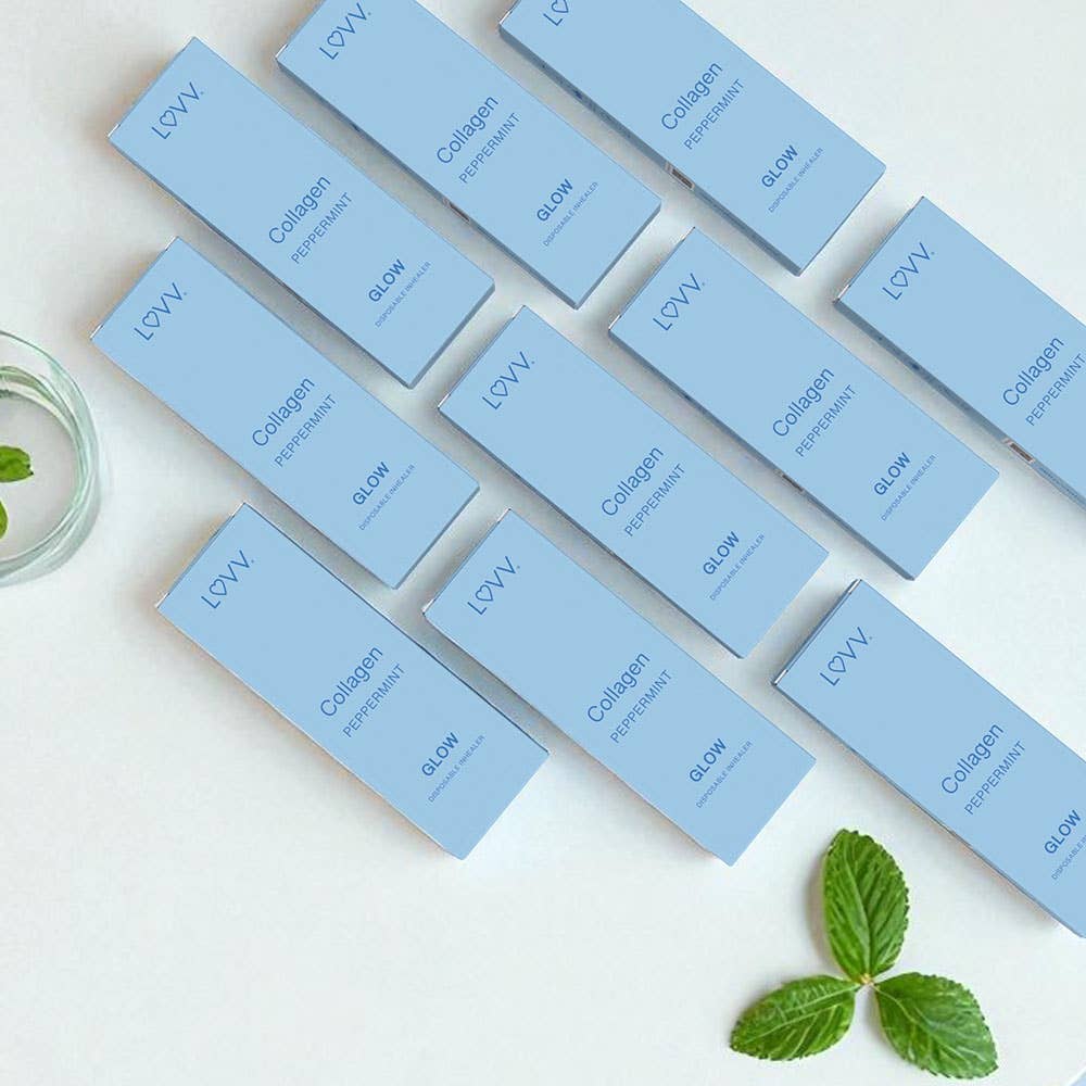 LUVV Labs - Wholesale Aromatherapy Inhaler - 10 LUVV GLOW Collagen Infused Peppermint Flavored Inhealers3