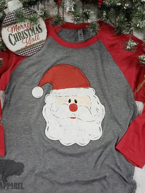 Santa Hoved Raglan Tee for engroshandel hos Plain Apparel Tees