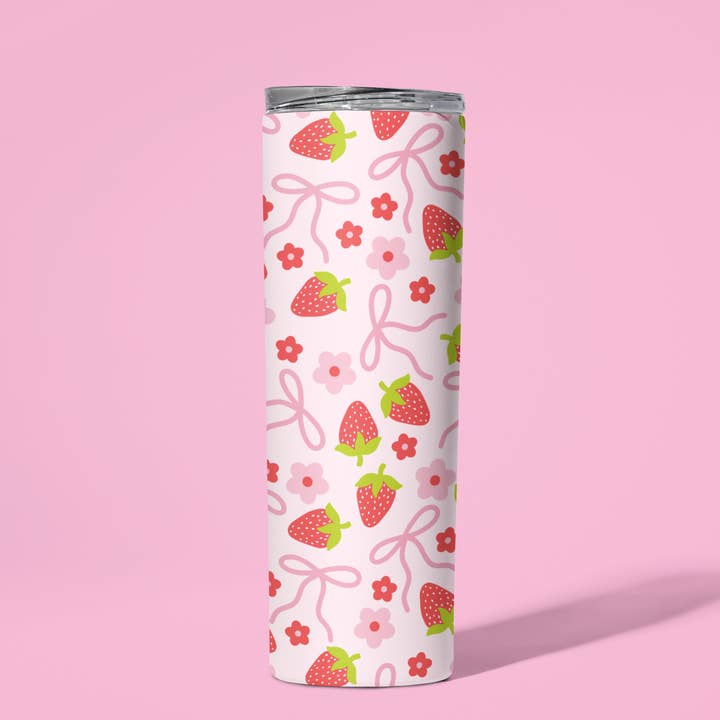 amarieacreates - Wholesale Insulated Mug/Tumbler - Strawberry Bow Tumbler