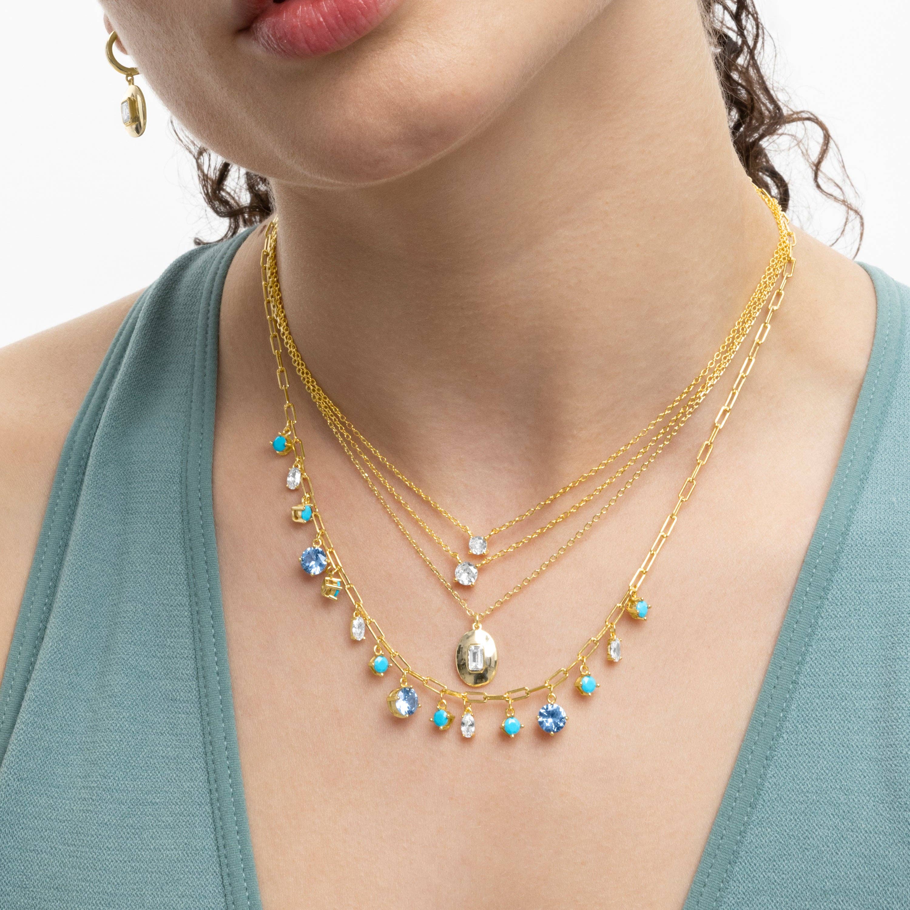 Luxenter - Wholesale Halskettinghanger - 925 Sterling Zilveren Ketting met Stralende Zirkonia afgewerkt in 18K geelgoud - Keval5