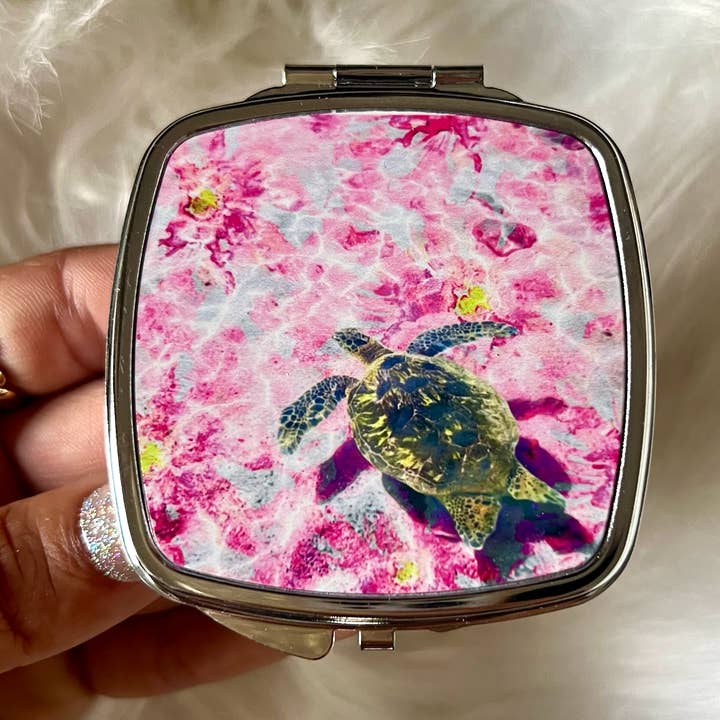 Pink Honu Turtle Mirror for wholesale by Aubrey Emi Designs