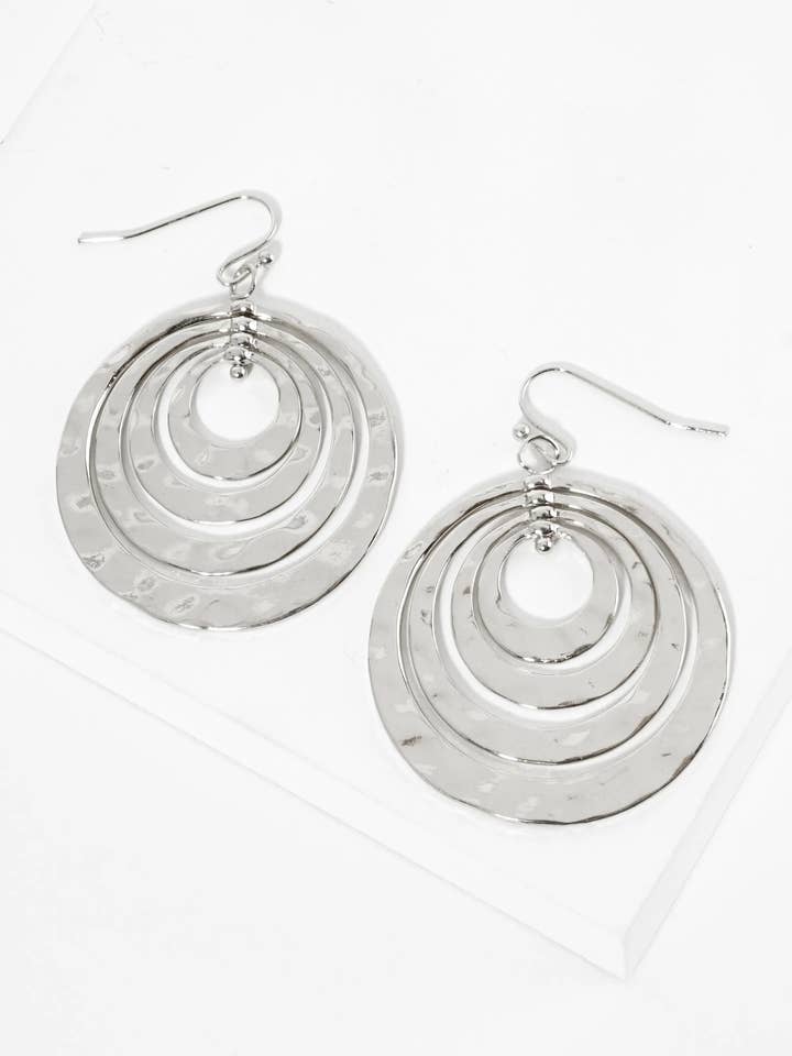 Hammered Metal Multiple Circle Dangle Earrings for wholesale by Wild Honey