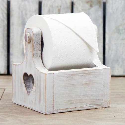 Portarrollos de Madera de Abeto Natural con Lavado Blanco y Corazones++ para venta al por mayor de Langs