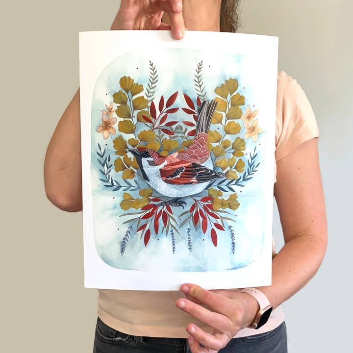 Impressão ilustrativa de Pardal Castanho 11x14" por atacado de michele maule