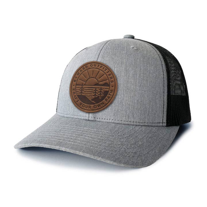Byward Outfitters - Wholesale Trucker Hat - Unisex - Scenic Sunrise Leather Patch Hat