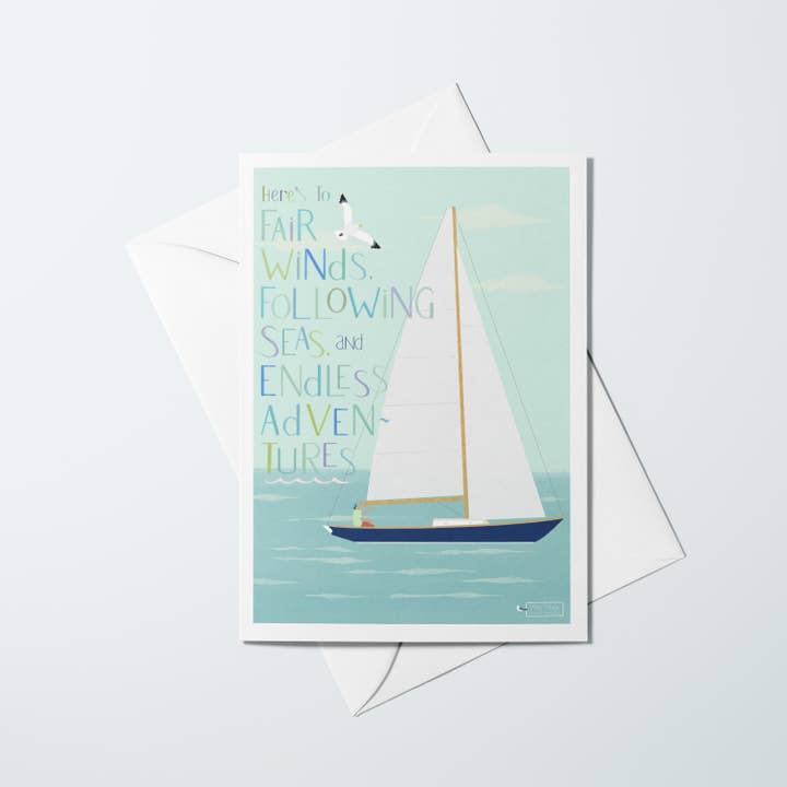 Mary McRae Illustration - Wholesale Everyday Greeting Card - Fair Winds Nautical Greeting Card