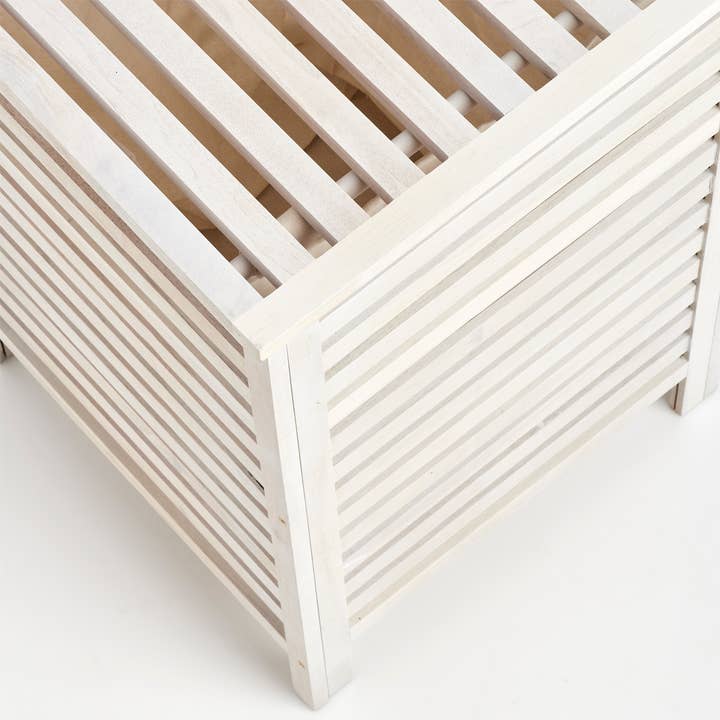 Laundry basket, walnut wood, natural white for wholesale on Faire5