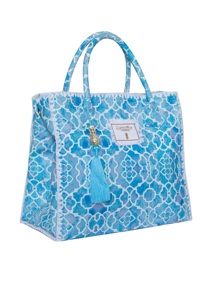 BORSA DA SPIAGGIA AZURE MOSAIC BARBADOS per la vendita all'ingrosso da parte di Sophia Alexia