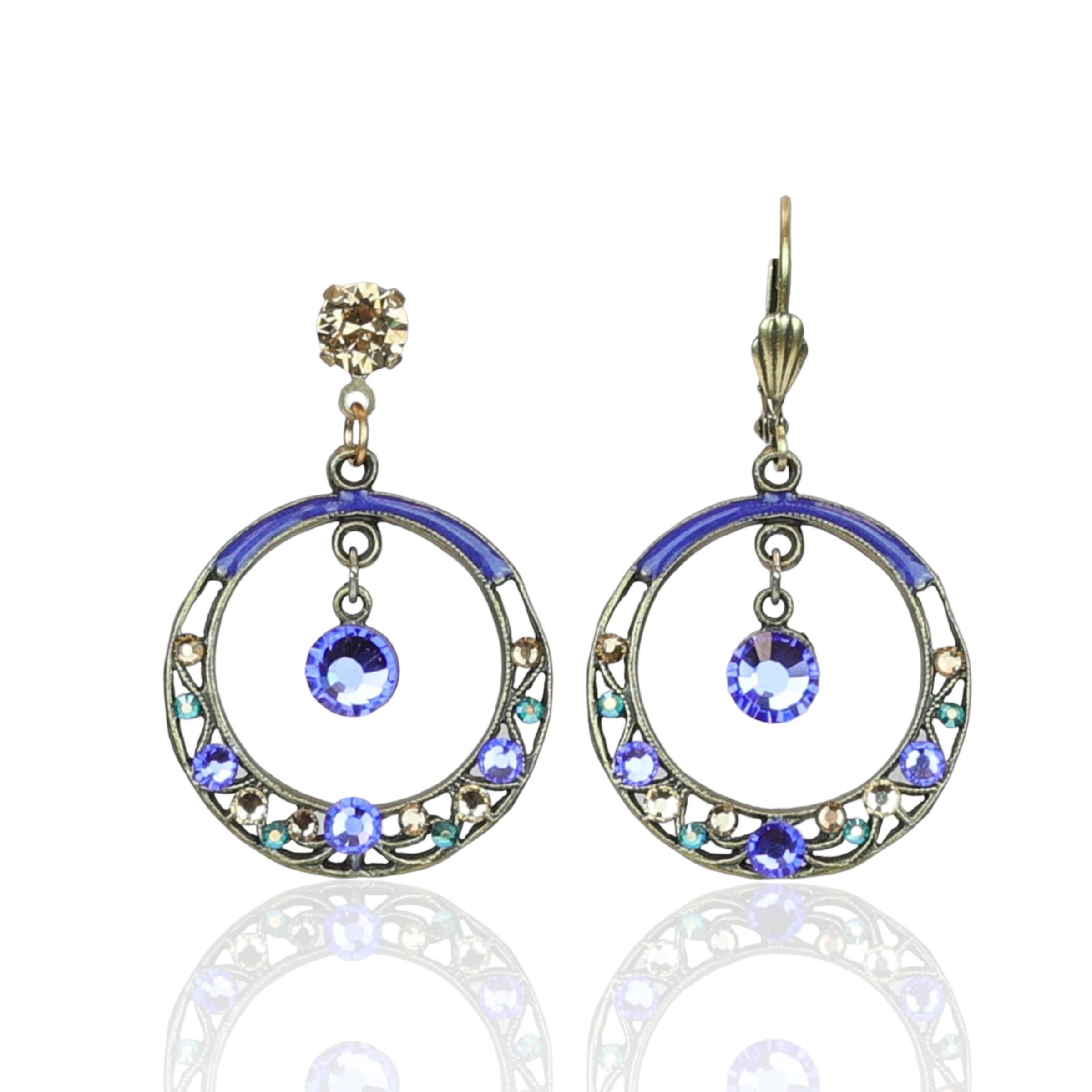 Anne Koplik Designs, Inc. - Venta al por mayor Pendientes colgantes - Pendientes colgantes de filigrana con cristales verdes, morados y marrones