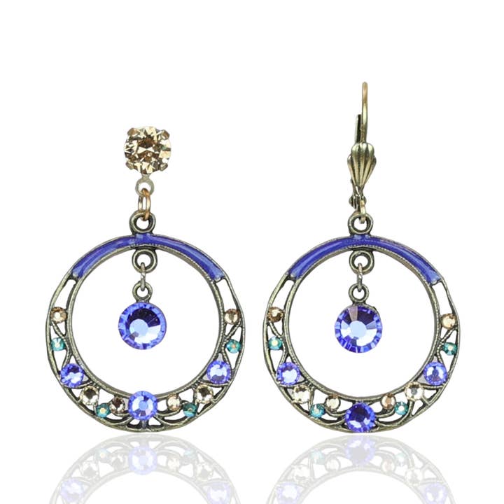 Anne Koplik Designs, Inc. - Venta al por mayor Pendientes colgantes - Pendientes colgantes de filigrana con cristales verdes, morados y marrones0