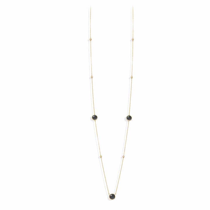 Collar largo San Valentín plata dorada cristal negro para venta al por mayor de ORUS BIJOUX