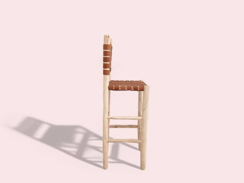 HandmadeBestSeller – wholesale Stool – Handwoven Leather & Wood Bar Stool1
