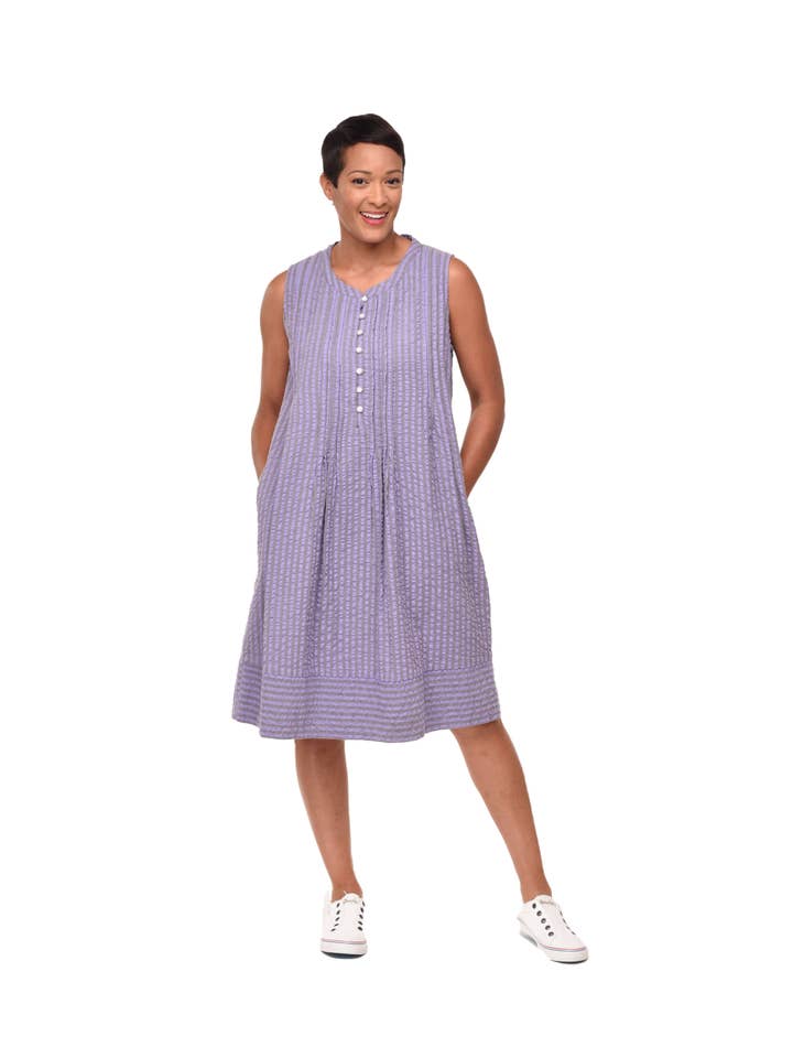 Tulip Clothing - Wholesale Dress - Women's - CV147 Jennings Dress in Sully Seersucker Stripe