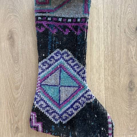 Turkish Vintage Rug Holiday Stocking (29) for wholesale by Eclectic Collective