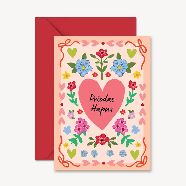 Welsh Wedding Card | Priodas Hapus | Colourful Folk Floral for wholesale by Natalie Lea Owen