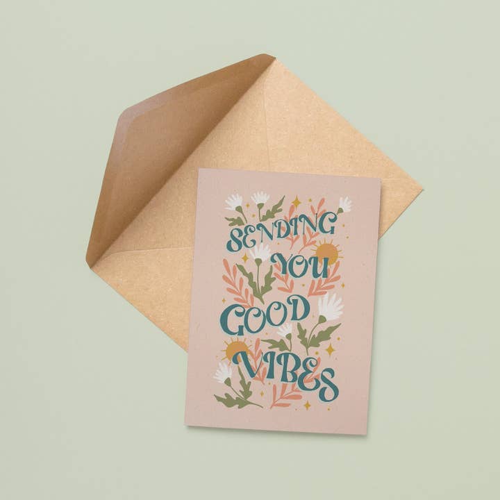 Bee Sweet Studio - Wholesale Get Well Card - Good Vibes Floral Greeting Card - Get Well & Anytime Wishes2