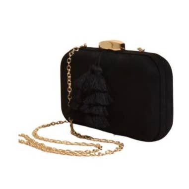 Clutch/borsa/borsetta con nappine in finta pelle scamosciata nera per la vendita all'ingrosso da parte di Fleur de lys collections