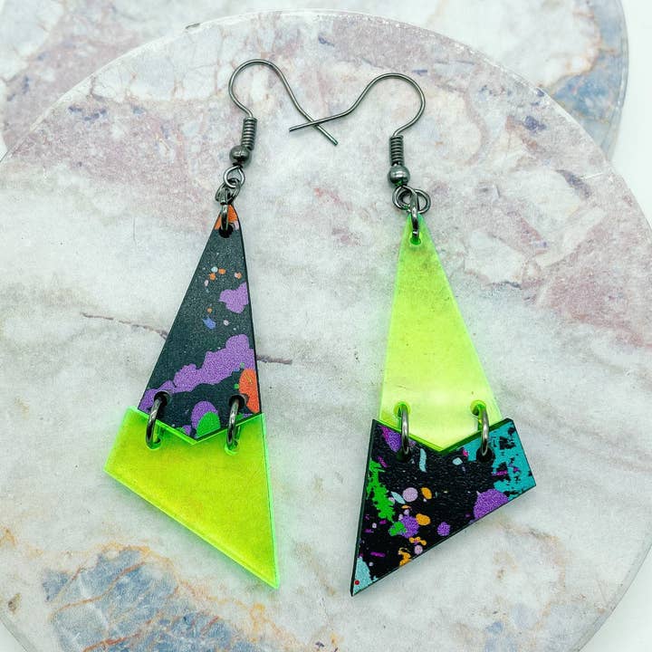 Neon Paint Splatter Dangles for wholesale by Born 2 Blossom Designs