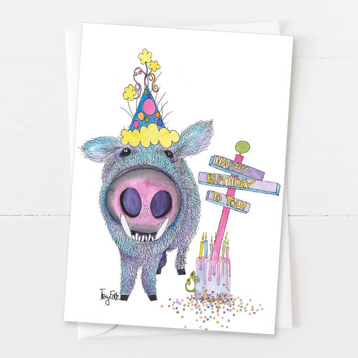Party Javelina Blue | Carte d'anniversaire pour la vente par Zinnia Sky Studio LLC
