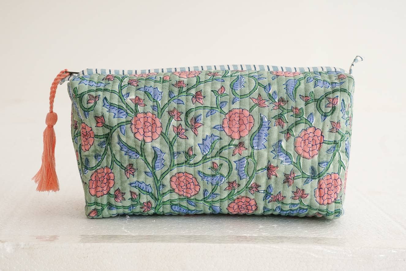 RIHLA - Wholesale Makeup/Cosmetic Bag - Block Print Quilted Makeup Bag1