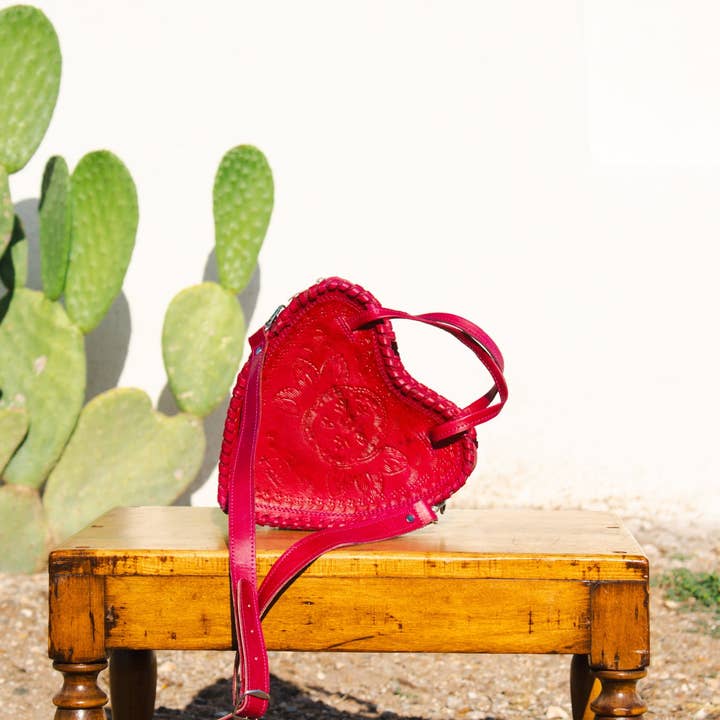 Adela Artisan Made LLC - Wholesale Crossbody Bag - Women's - Red Heart Leather Purse16