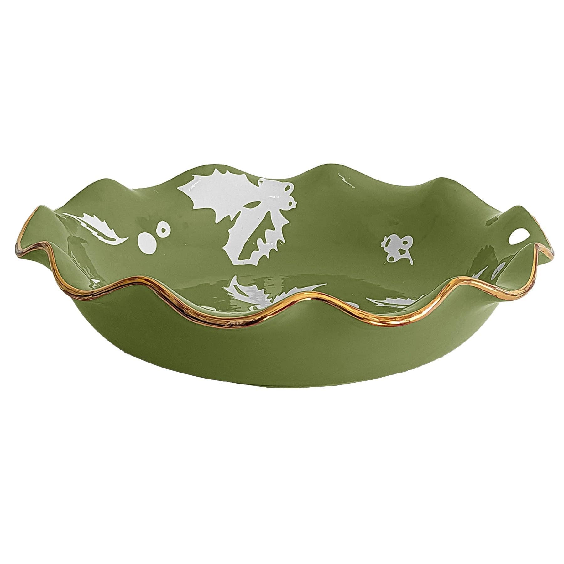 Lo Home | Ruby Clay - Wholesale Decorative Plate/Dish/Bowl - Deck the Halls Scalloped Bowls with 22K Gold Accent10