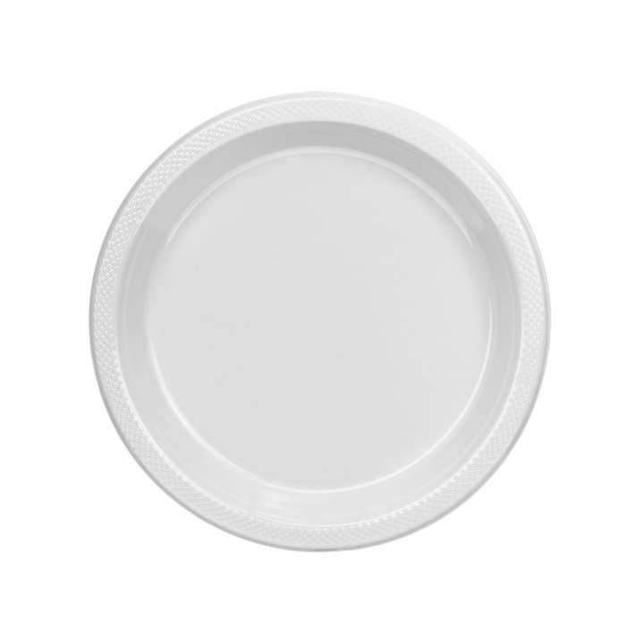 7 In. White Plastic Plates Disposable - 50 Ct. for wholesale on Faire