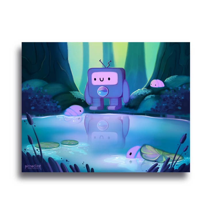 Happy Bug Pond | Cute Artwork - Signed Borderless Giclee Art Print for wholesale by Picnocline