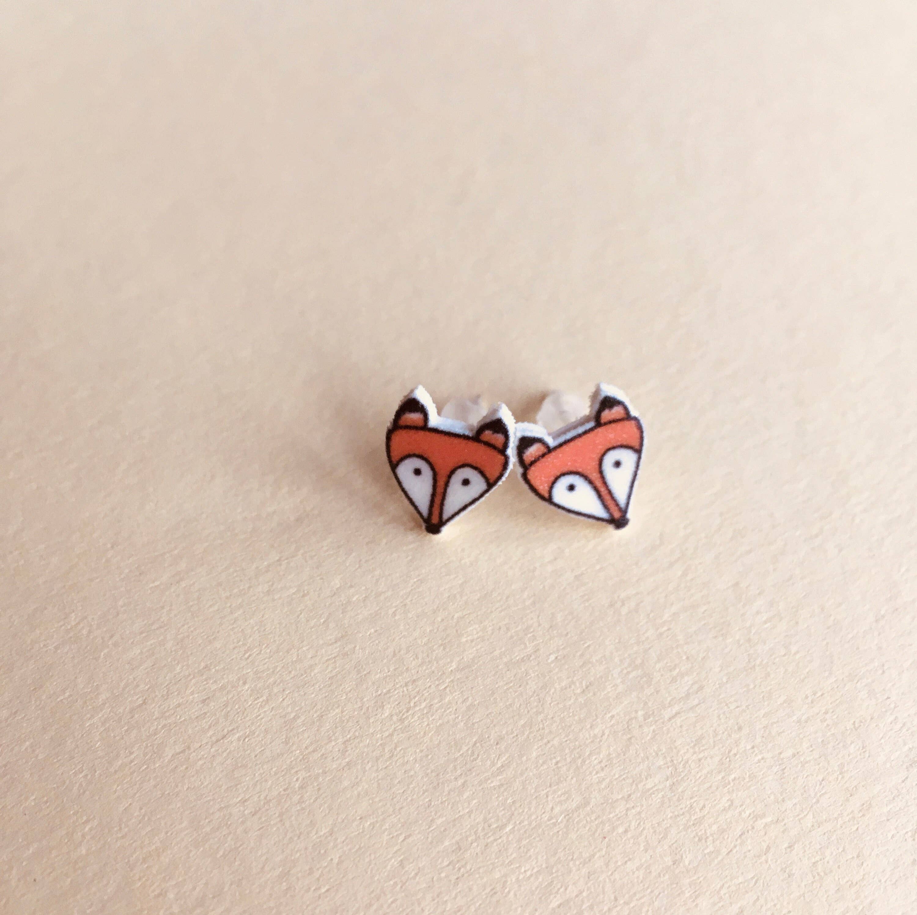 RatBeanKat - Wholesale Stud/Post Earrings - Little orange fox earrings2
