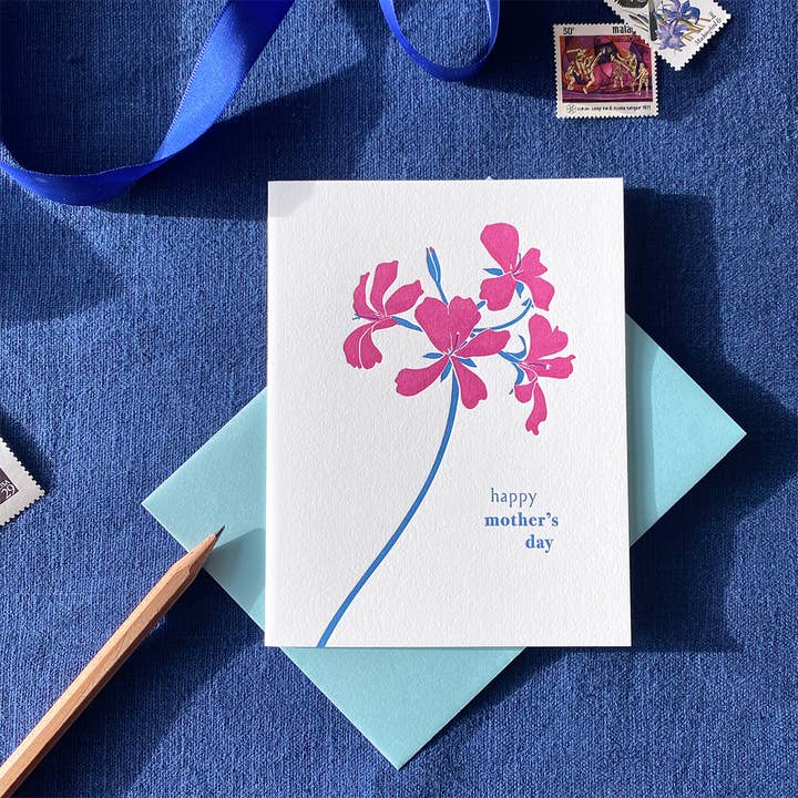 Cartão de Mãe Pelargonium por atacado de Navy Midnight Press