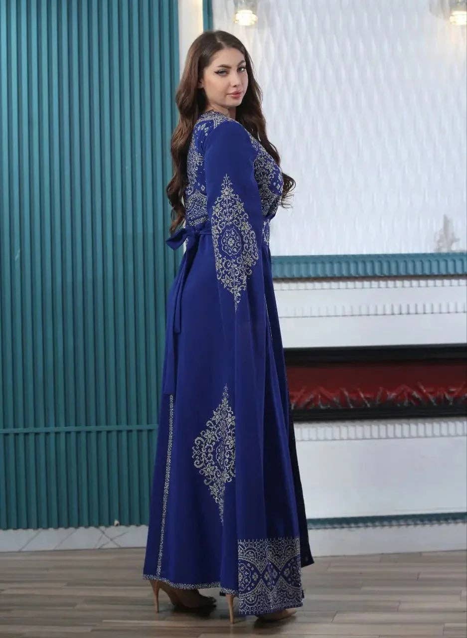 Palestinian Elegance - Wholesale Kaftan - Women's - Zahra Embroidered Slit-Sleeve Kaftan11