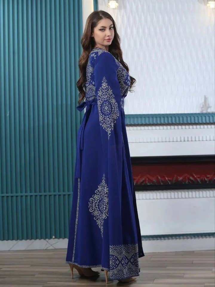 Palestinian Elegance - Wholesale Kaftan - Women's - Zahra Embroidered Slit-Sleeve Kaftan11