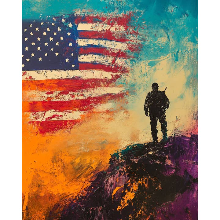 Mowbi - Wholesale Art Print - Soldier - American USA Patriotic Wall Art Prints - 8"x10" Art Print for 11"x14" Frame
