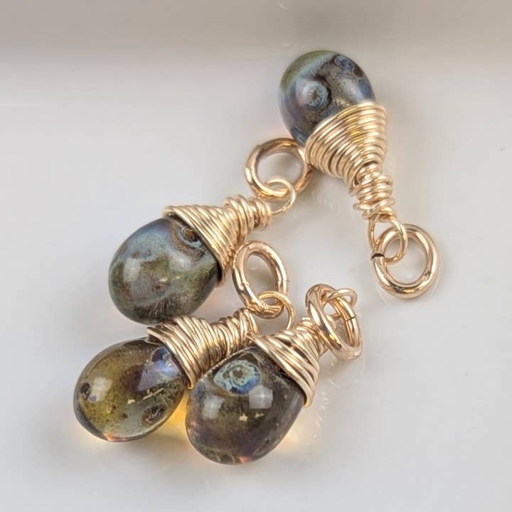 Belonging Topaz Czech Glass Charms in Gold - Pack of 4 for wholesale by Forai